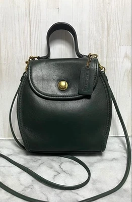 Bolso Coach Vintage Derby Bolso de Cuero Verde Oscuro Dorado Usado Foto 1 de 4