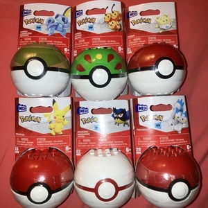 Pokemon Mega Construx  Building Blok Set Poke-Ball Collectable -6 Total. Free 📦 - Picture 1 of 9