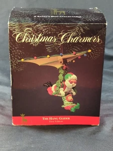 VINTAGE CHRISTMAS CHARMERS ORNAMENT Elf Santa On Hang Glider 1992 1st Ed Rare - Picture 1 of 7