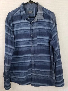 Ocean Current Men’s Long Sleeve Shirt XL Blue Horizontal Striped Flannel  - Picture 1 of 18
