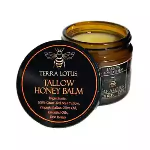 Terra Lotus Organic Grass-Fed Beef Tallow Balm with Raw Honey - Moisturizing ... - Picture 1 of 9
