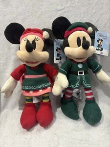 Nuevo 2024 Disney Parks Navidad Elfo Mickey & Minnie Mouse Vacaciones Peluche 14" - Imagen 1 de 2