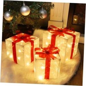 Juegoal Christmas Lighted Gift Boxes Decorations, Pre-lit Light Up Decorative - Picture 1 of 8