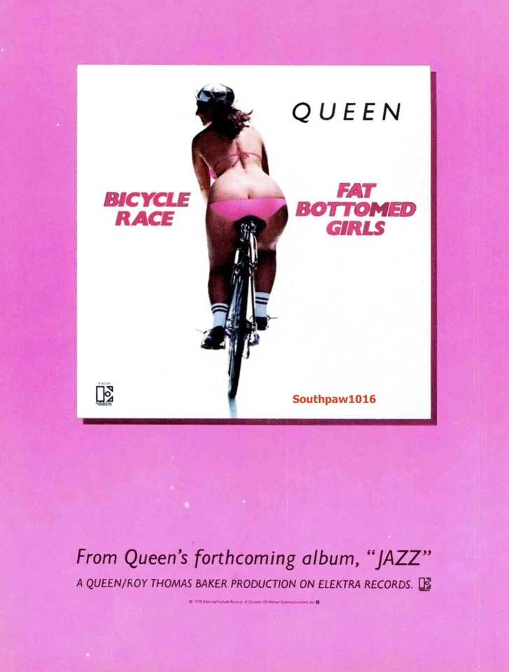 1978 Queen "Fat Bottomed Girls" Song Release Music Industry Promo Reprint Ad - Image 1 of 1