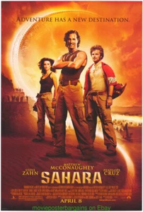 SAHARA MOVIE POSTER Mint DS 27x40 PENELOPE CRUZ MATTHEW McCONAUGHEY 2005 - Picture 1 of 1