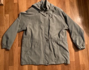London Fog Women’s Jacket Detachable Hood Zip Out Liner Sage Green Large Petite - Picture 1 of 17
