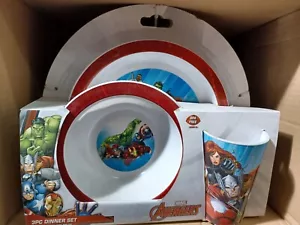 JUEGO DE 3 PIEZAS CAJA DE VAJILLA MARVEL SUPERHERO AVENGERS NIÑO 100% ORIGINAL L@@K - Imagen 1 de 2