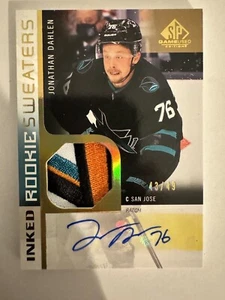 Jonathan Dahlen SP Game Used Inked Rookie Sweaters /49 San Jose Sharks - Picture 1 of 7