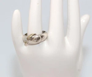 CHUNKY UNISEX VINTAGE HANDMADE STERLING SILVER & CUBIC ZIRCONIA RING 4.7g - Bild 1 von 22