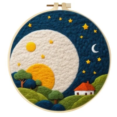 Nightscape Night View Wool Needle Felted With Frame For Beginner Adults Gifts - Image 1 of 4