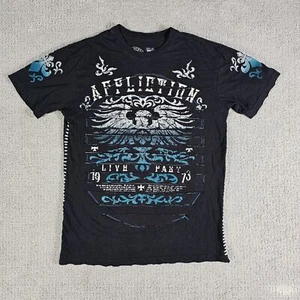 Affliction Distressed Side Stitch All Over T Shirt Wings Live Fast Men’s M Black - Picture 1 of 10