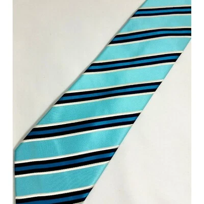 Covington Mens Necktie blue diagonal stripe Handmade Blue Striped Tie - Image 1 of 4