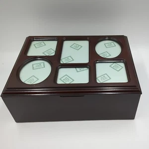 Vintage THE BOMBAY COMPANY Cherry Wood Photo Storage Box 4x6 Picture Frame 1995 - Picture 1 of 12