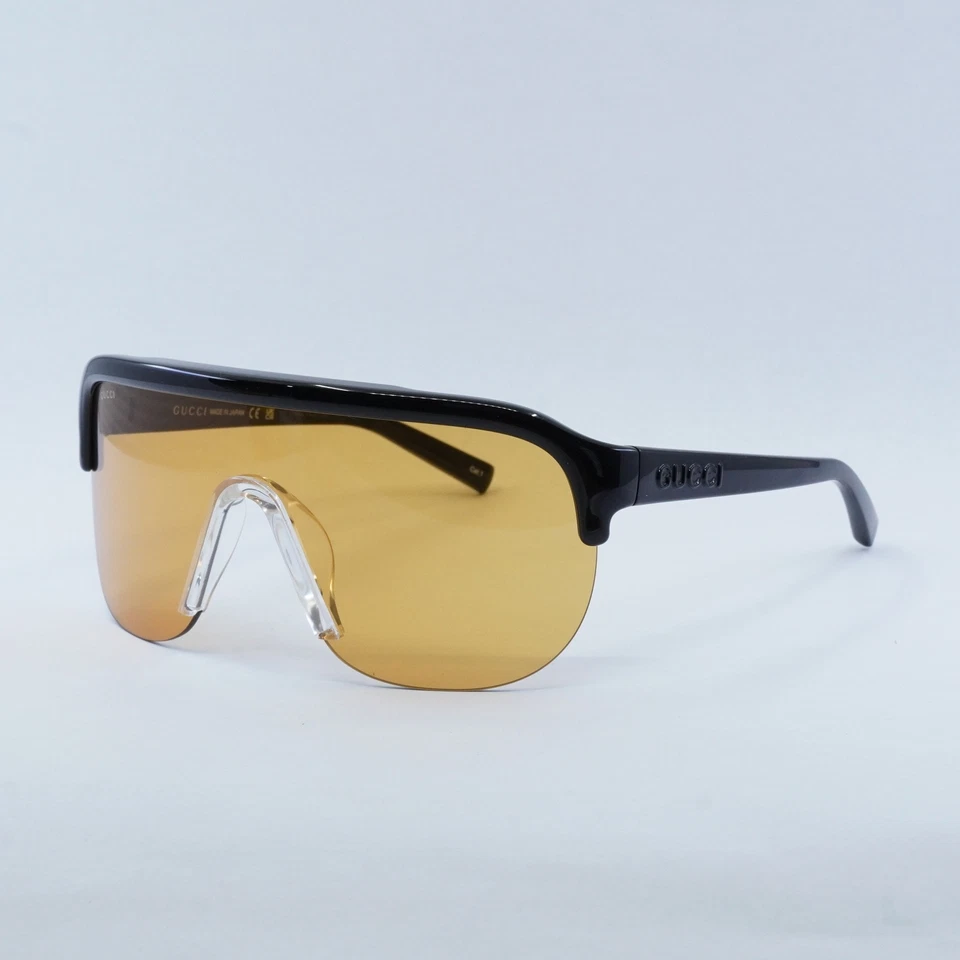 Gucci GG1645S 005 Sunglasses Black/Orange Lenses Shield Style 99mm