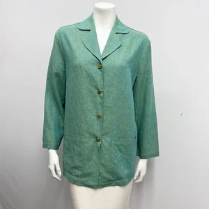 St. John Sport Jacket Green Yellow Heather Gold Enamel Apple Snaps Oversized S M - Picture 1 of 7