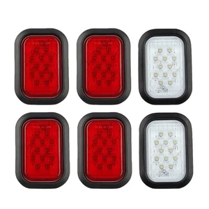 6 Stck. 5"x3" Rechteck LED Stop/Blinken/Heck/Bremsen & Backup Rückwärtsgang LKW Anhänger... - Bild 1 von 6