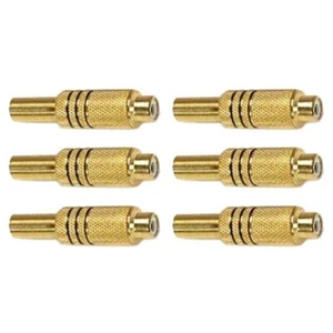 6x RCA Female Connector Audio Video Adapter Solder Type Metal Gold Plated Black - Picture 1 of 2