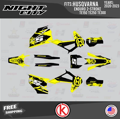 Kit de gráficos para Husqvarna TE150 TE250 TE300 2020-2023 Night-city-amarillo Foto 1 de 4