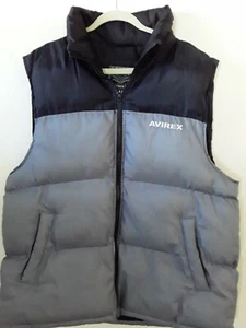 Avirex Size XL 54" Black & Gray Full Zip Insulated Puffer Vest w Hidden Hood - Picture 1 of 10