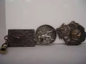 Leontina / chatelaine reloj bolsillo. Metal y plata. Tres medallas. 1º Siglo XX - Imagen 1 de 5
