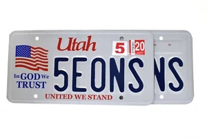 Utah License Plate In God We Trust 5EONS (Pair) - Picture 1 of 3