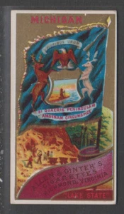 CIGARETTE CARDS A&Ginter 1888 Flags of States & Territories - #18 Michigan - Picture 1 of 2