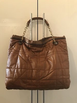 Bolso de Mano LANVIN Amalia Marrón Acolchado Cuero Grande Cadena de Hombro Compras Foto 1 de 4