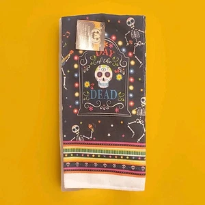 Halloween Day of the Dead Sugar Skull Skeleton Dish Towel 15"×25" New - Picture 1 of 2