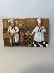 Juego de 2 azulejos de pared 3D para cocina de chef, decoración de pared de cerámica o arte italiano - Imagen 1 de 6