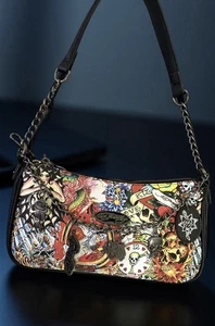 ED HARDY ICONIC TATTOOS CHARMED CROSSBODY SHOULDER BAG Love Kills Slowly Skulls - Picture 1 of 19