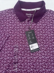 NUEVO CON ETIQUETAS Walter Hagen Para hombres Performance 11 Dogwood Ditsy Púrpura Profundo Polo Pequeño - Imagen 1 de 5