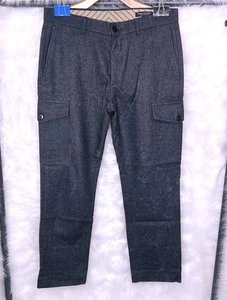 Banana Republic Wool Flannel Pants Mens 32x30 Gray Vintage Straight Cargo Dress - Picture 1 of 9
