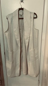 JOIE OPEN FRONT DUSTER SLEEVELESS VEST SWEATER OFF WHITE JACKET SIZE L - Bild 1 von 12