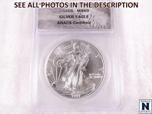 NobleSpirit (ME) 1997 Eagle Silver Dollar ANACS MS69 - Picture 1 of 4