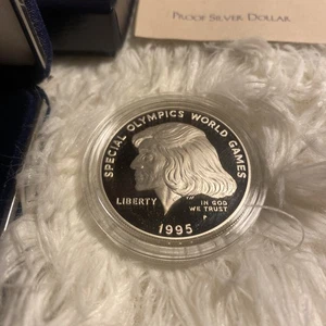 1995-P Proof Silver $1 Special Olympics World Games Silver Dollar w/ Box, OGP - Picture 1 of 7