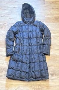 Chaqueta acolchada North Face para mujer pequeña Petite 550 Series plumón capucha apagón - Imagen 1 de 15