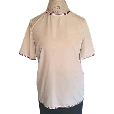 Blusa Thom Browne Marfil Seda 40/4 Italia Grosgrain Rayas Tranquila Lujo Diseñador Foto 1 de 4