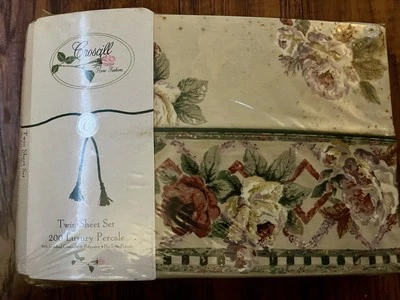 Vintage Croscill 3-piece Twin Sheet Set 200 Luxury Percale, NEW  - Image 1 of 4