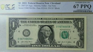 2021 $1  STAR Note SUPERB GEM UNC 67 PPQ D06790458* Sequential's Are Available - Picture 1 of 2