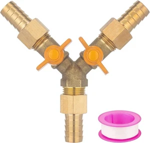 Valvola a sfera di spegnimento a 3 vie in ottone, barra tubolare 5/8" 2 interruttori Y  - Foto 1 di 7