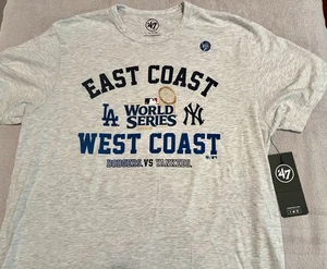 WORLD SERIES SHIRT XL NY YANKEES LA DODGERS EAST COAST WEST COAST 47 BRAND MLB - Picture 1 of 6