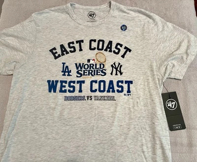 WORLD SERIES SHIRT XL NY YANKEES LA DODGERS EAST COAST WEST COAST 47 BRAND MLB - Image 1 of 4
