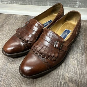 Bragano Cole Haan Shoes 8.5 Brown Kiltie Monk Strap Loafer Slip On Italy 3861 - Picture 1 of 13