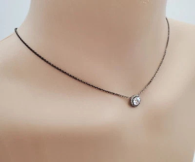 Collar Pandora 925 17 pulgadas Adj Gargantilla Plata Esterlina Brillante Cristal Transparente ALE Foto 1 de 4