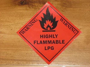 "HIGHLY FLAMMABLE LPG" STICKER,CAUTION,SAFETY,SECURITY,WARNING,FIRE EXTINGUISHER - Picture 1 of 2