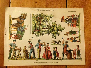 SCARCE A CUT-OUT PAPER DOLLS SHEET OF FIGURES FIGUREN BLATT VI VINTAGE RARE - Picture 1 of 2
