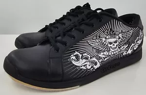 Dexter Bowling Shoes Men's 13 M Seth Slide-Rite Black Leather with Skull Design - Picture 1 of 10