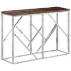 Console Table Silver Stainless Steel and Solid Wood Sleeper vidaXL