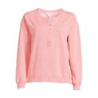 Time and Tru Women's Washed Henley Top Faded Rose Pink Small (4-6) Medium Weight