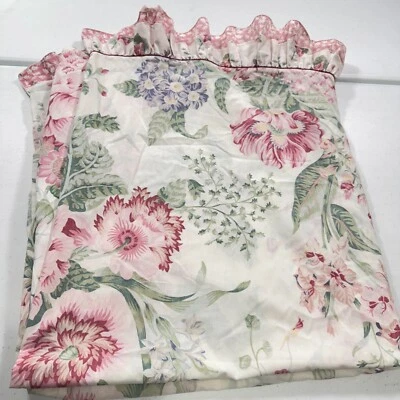vintage lady pepperell flat sheet full pink large blooms floral ruffled y2k 90s - Image 1 of 4